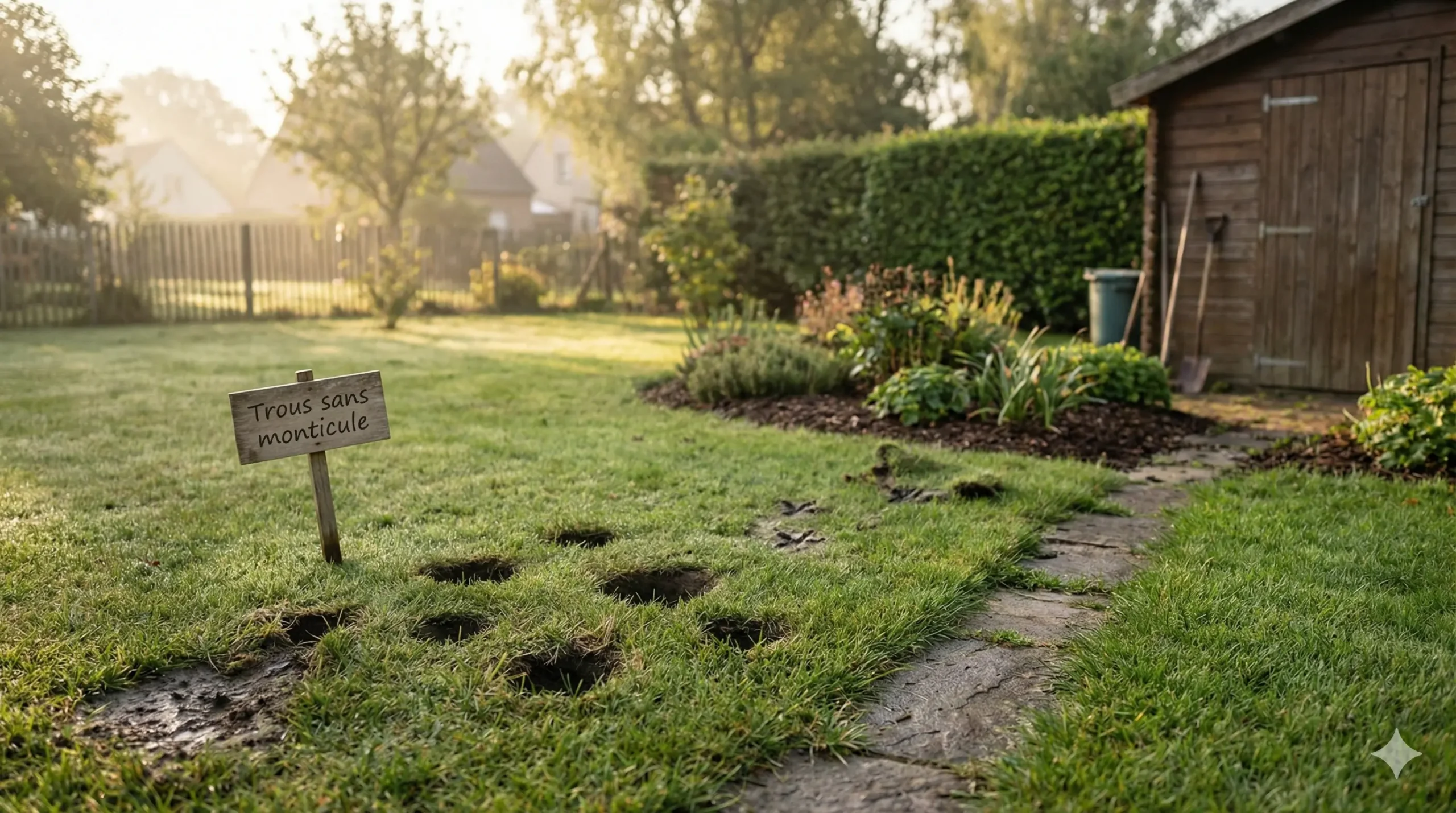 trous dans le jardin sans monticule
